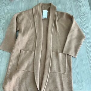 Mango Tan Open-Front Cardigan